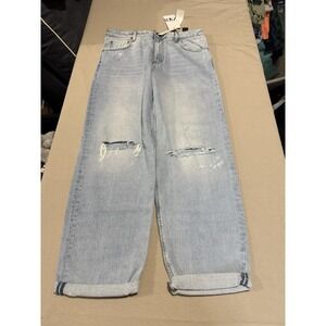 Zara The Distressed Boyfriend High Rise Light Wash Jeans NWT  Women's Size 8